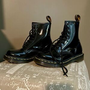 NWOT Dr. Martens Black Patent Leather Lace-Up Boots
